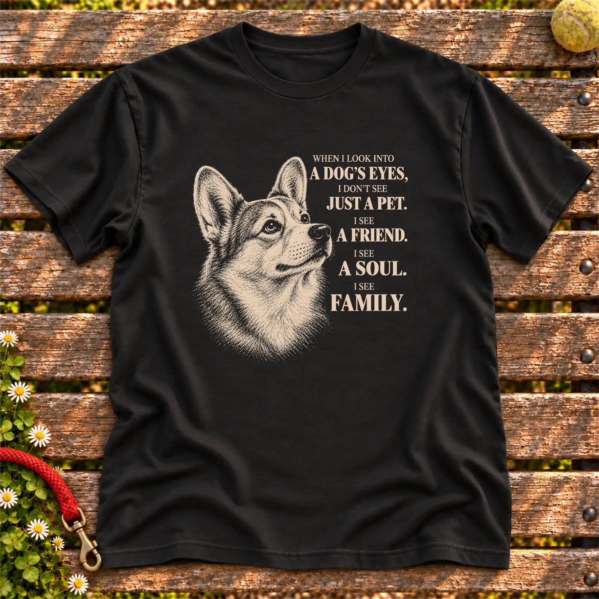 Black Gildan® Softstyle T-shirt featuring the Corgi More Than a Pet design.