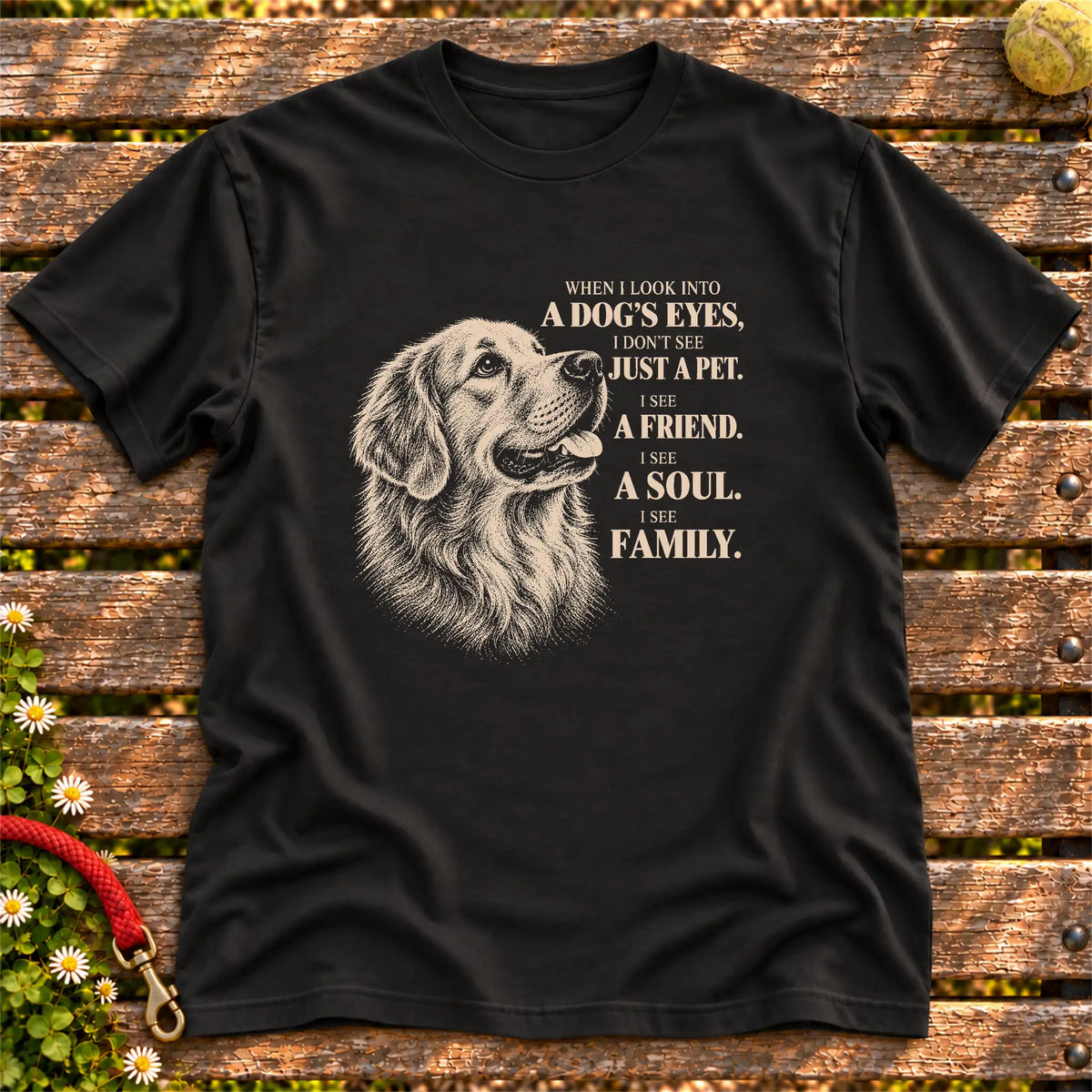 Black Gildan® Softstyle T-shirt featuring the Golden Retriever More Than a Pet design.