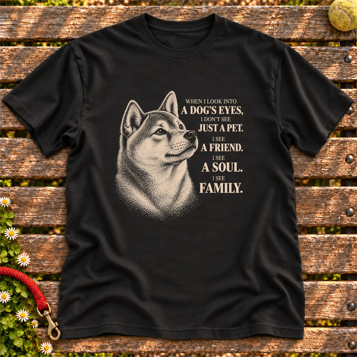 Black Gildan® Softstyle T-shirt featuring the Shiba Inu More Than a Pet design.