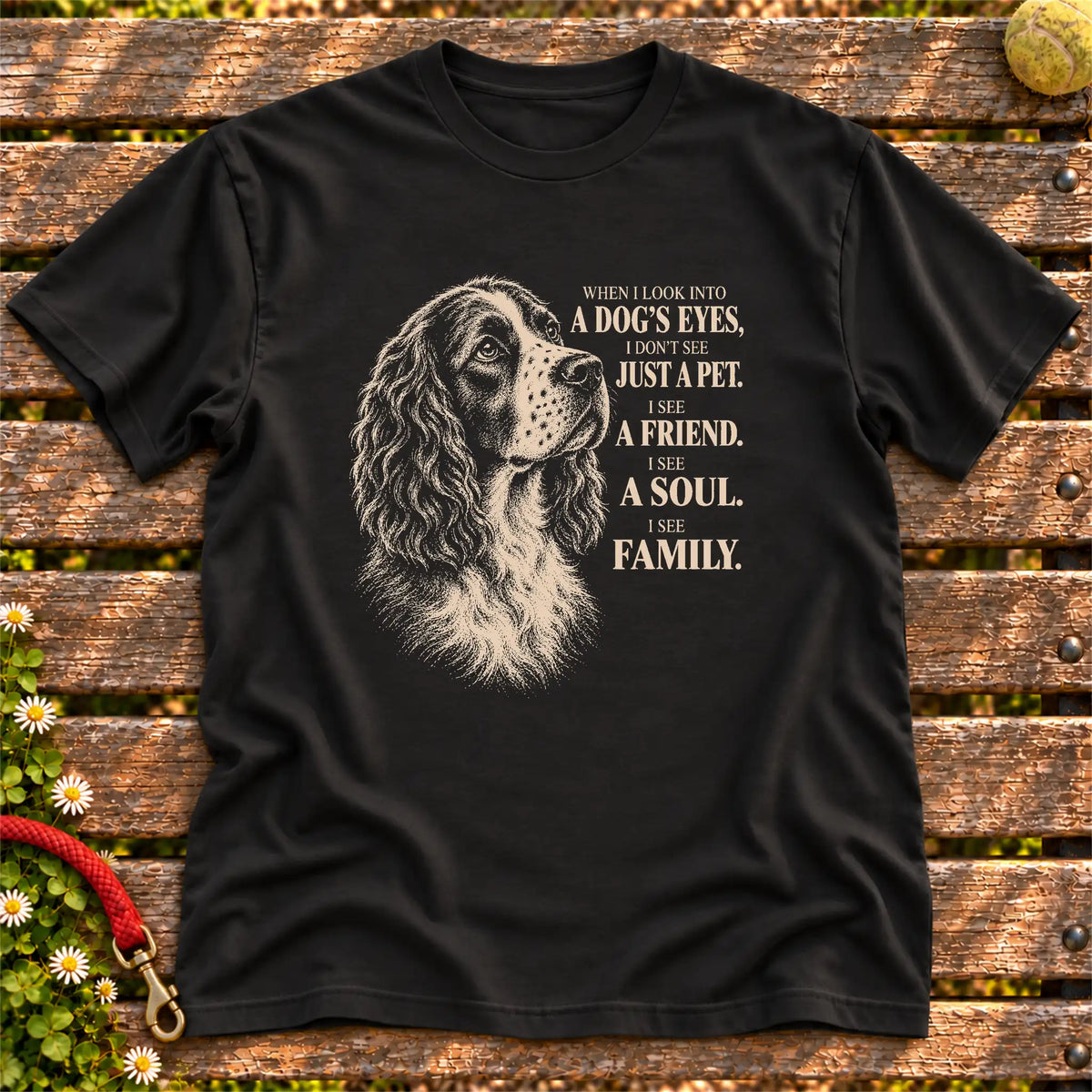 Black Gildan® Softstyle T-shirt featuring the Springer Spaniel More Than a Pet design.