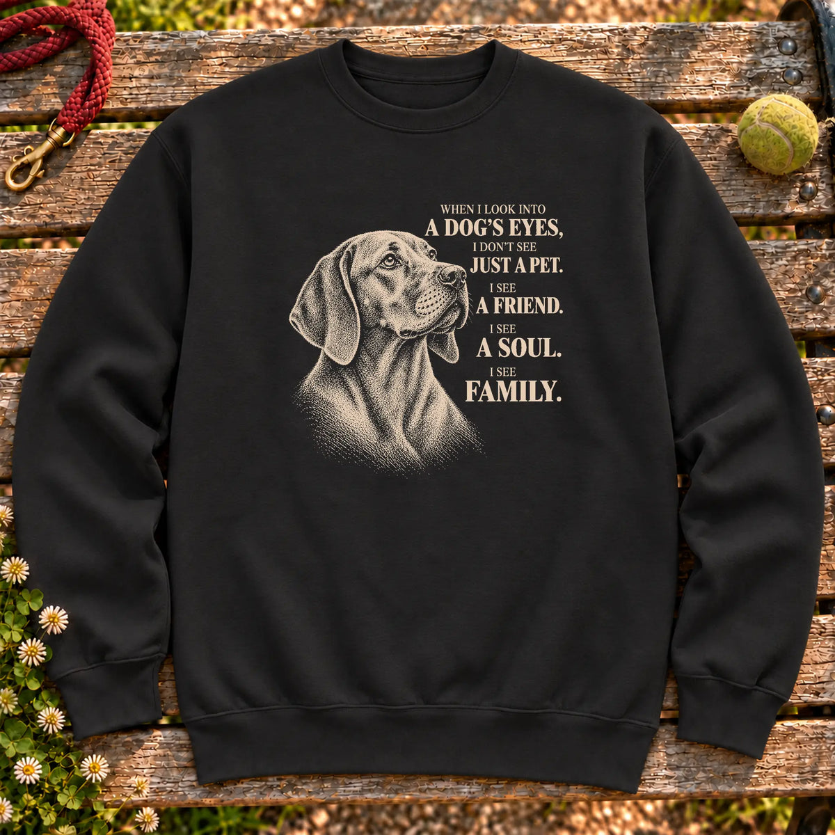 Black Gildan® crewneck sweatshirt featuring the Vizsla More Than a Pet design.