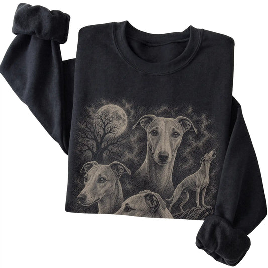 Whippet 90s Moon Sweatshirt in Black — folded detail
