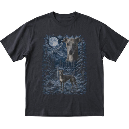 Whippet Forest Moon T-Shirt in Black