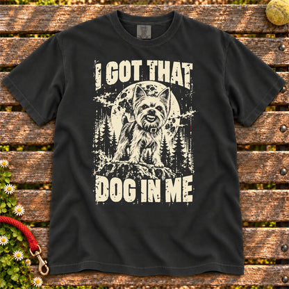 Black Yorkie I Got That Dog in Me T-shirt, full garment view