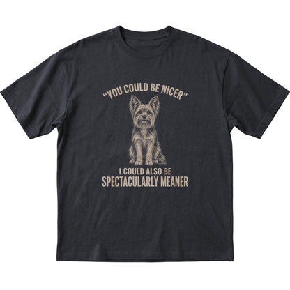 Yorkie Guard Dog T-Shirt in Black — flat lay