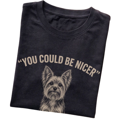 Yorkie Guard Dog T-Shirt in Black — folded detail