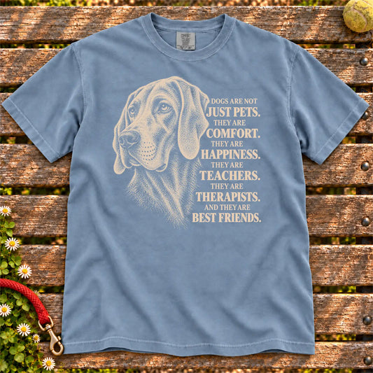Dogs Are Not Just Pets Weimaraner text design on a Blue Jean Comfort Colors T-shirt