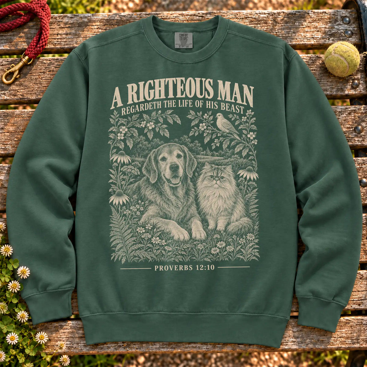 Blue Spruce A Righteous Man scripture Comfort Colors sweatshirt