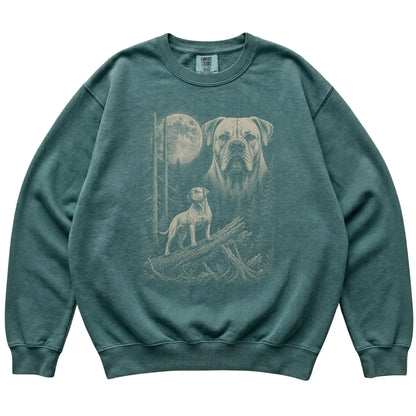 Blue Spruce American Bulldog Moonlit Forest Comfort Colors sweatshirt, flat view