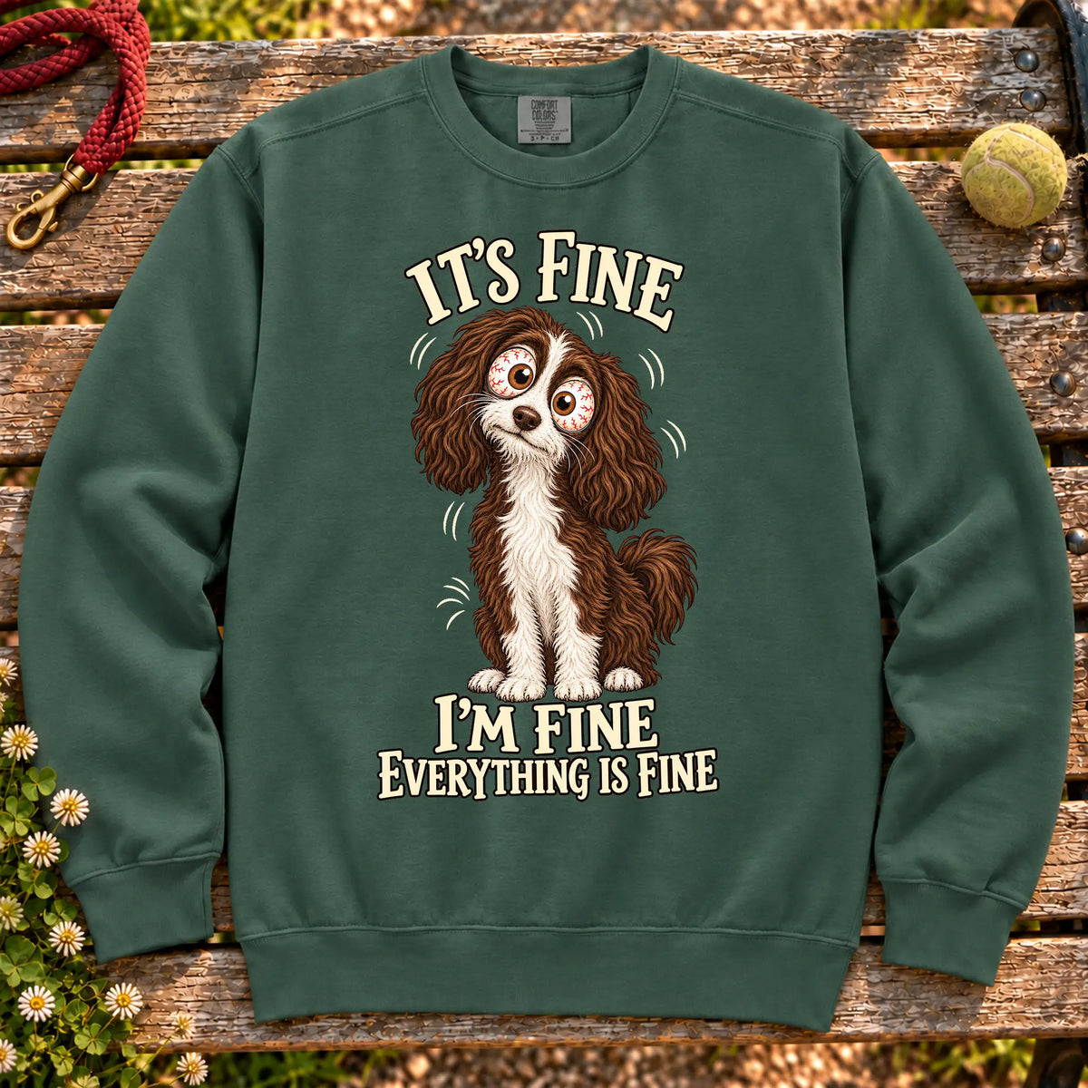 Havanese Everything Is Fine Comfort Colors sweatshirt in Blue Spruce