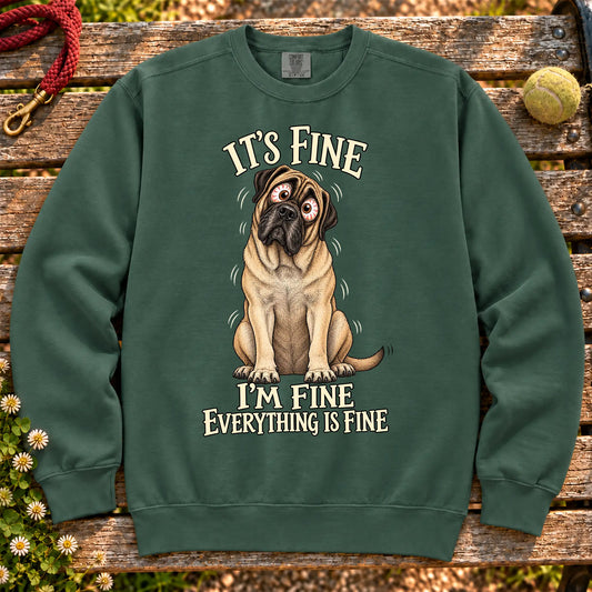 Mastiff Everything Is Fine Comfort Colors sweatshirt in Blue Spruce