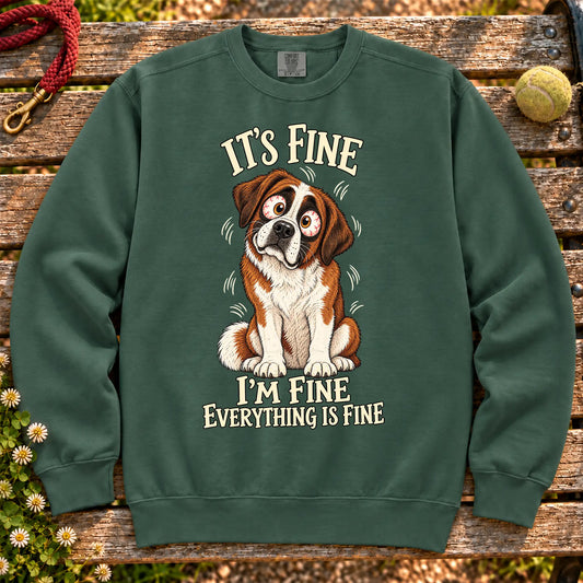 Saint Bernard Everything Is Fine Comfort Colors sweatshirt in Blue Spruce