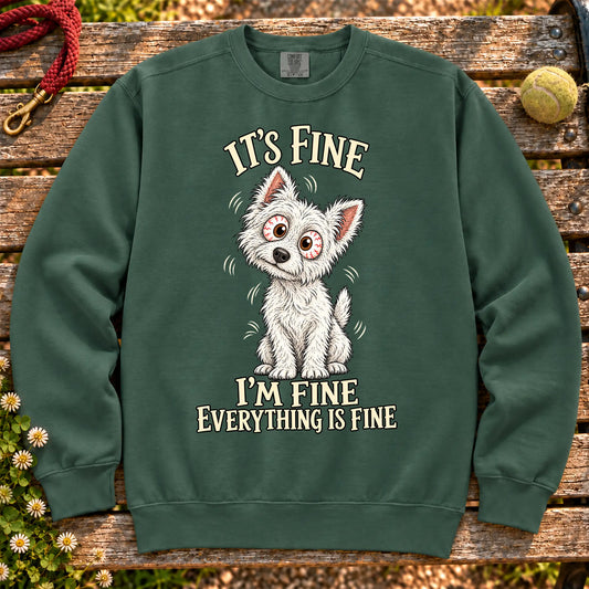 Westie Everything Is Fine Comfort Colors sweatshirt in Blue Spruce