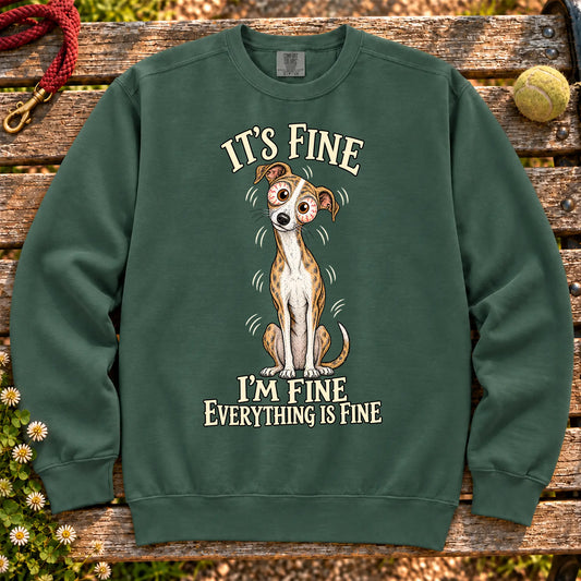 Whippet Everything Is Fine Comfort Colors sweatshirt in Blue Spruce