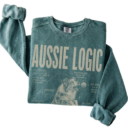 Blue Spruce Australian Shepherd Logic T-Shirt folded detail