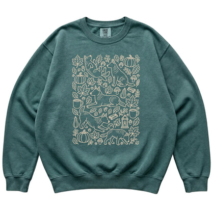 Blue Spruce Blue Heeler Fall Leaves shirt laid flat