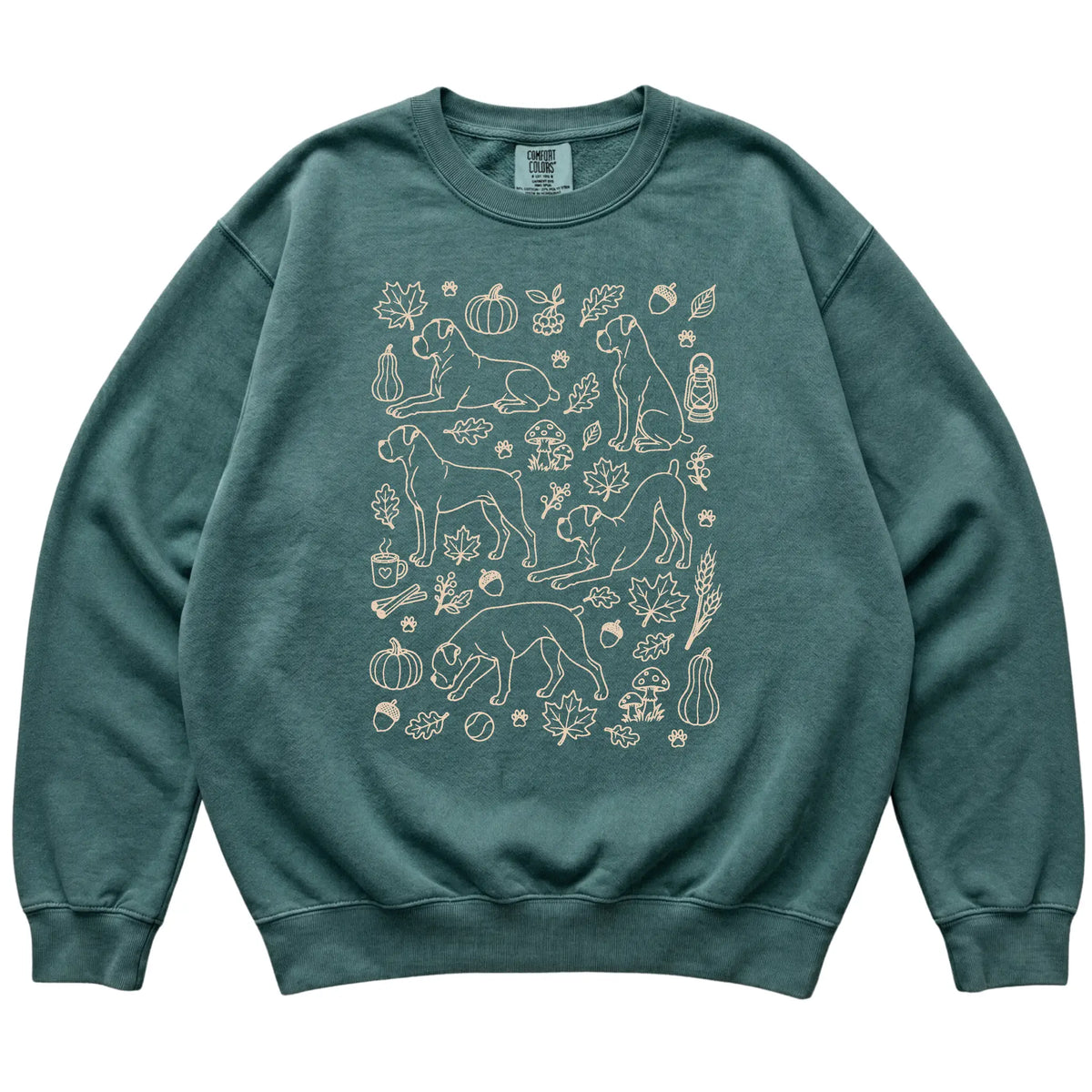 Blue Spruce Boxer Fall Leaves shirt laid flat