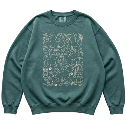 Blue Spruce Chihuahua Fall Leaves shirt laid flat
