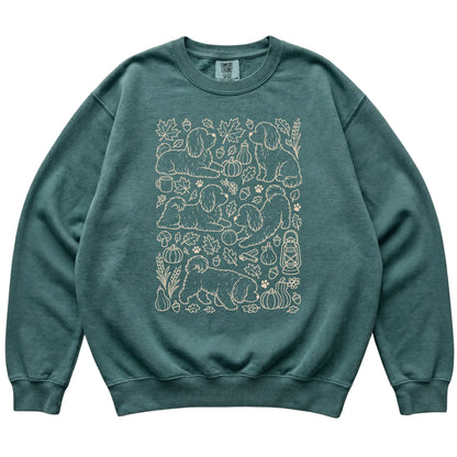 Blue Spruce Havanese Fall Leaves shirt laid flat