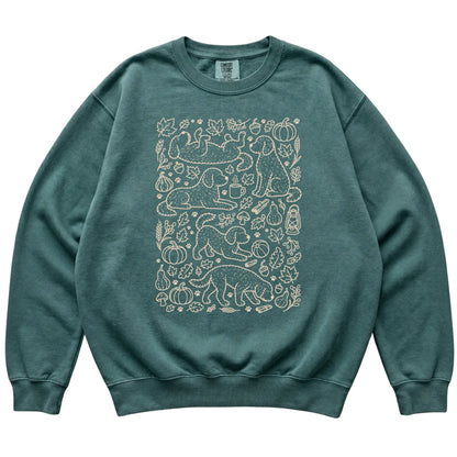 Blue Spruce Labradoodle Fall Leaves shirt laid flat