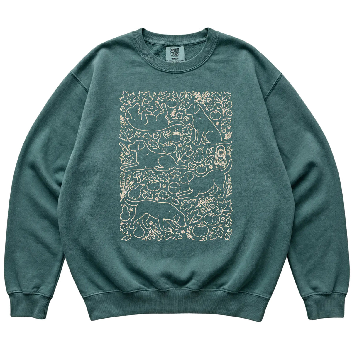Blue Spruce Labrador Retriever Fall Leaves shirt laid flat