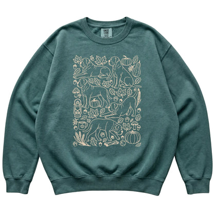 Blue Spruce Mastiff Fall Leaves shirt laid flat