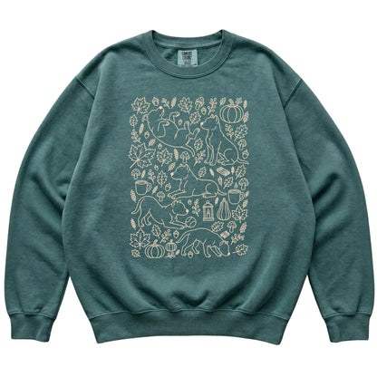 Blue Spruce Pitbull Fall Leaves shirt laid flat