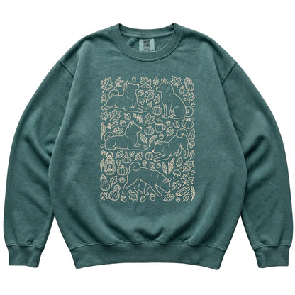 Blue Spruce Shiba Inu Fall Leaves shirt laid flat