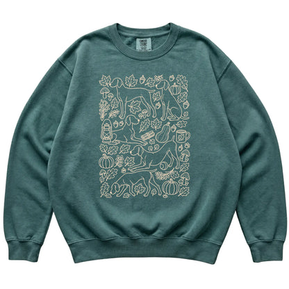 Blue Spruce Weimaraner Fall Leaves shirt laid flat
