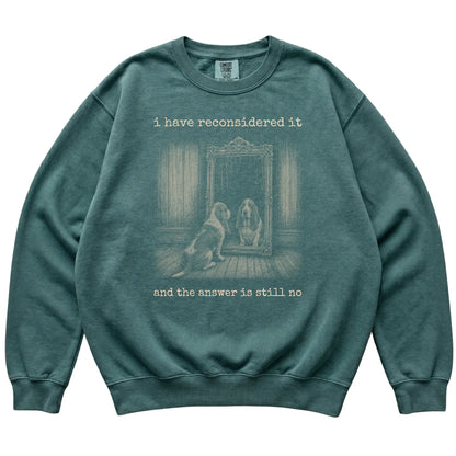 Blue Spruce Basset Hound The Answer Is Still No Comfort Colors sweatshirt, flat view