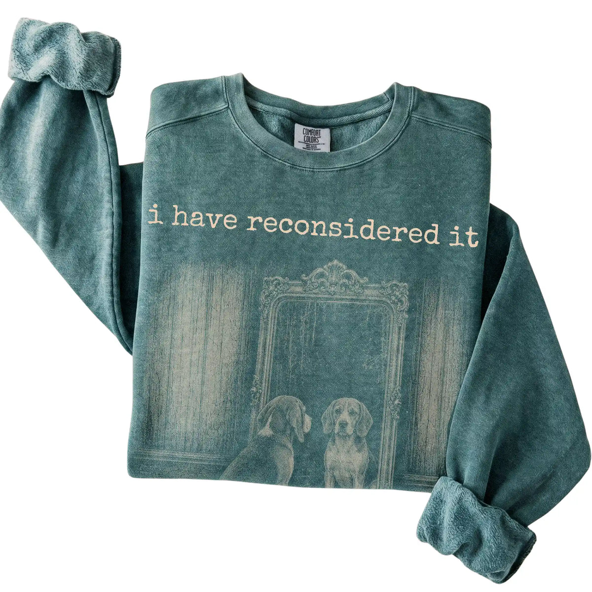 Blue Spruce Beagle The Answer Is Still No Comfort Colors sweatshirt, folded view