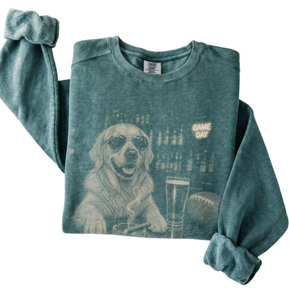 Folded Blue Spruce Beer and Football Golden Retriever Shirt Beer and Football sweatshirt