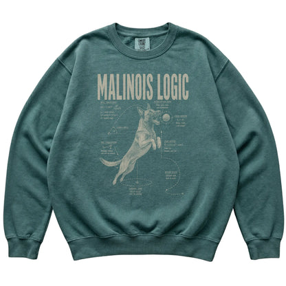 Blue Spruce Belgian Malinois Ball Logic T-Shirt laid flat