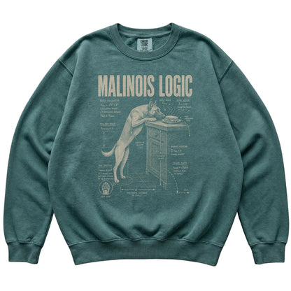 Blue Spruce Belgian Malinois Logic T-Shirt laid flat