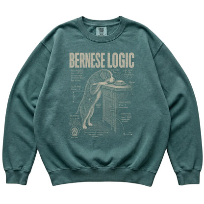 Blue Spruce Bernese Mountain Dog Logic T-Shirt laid flat