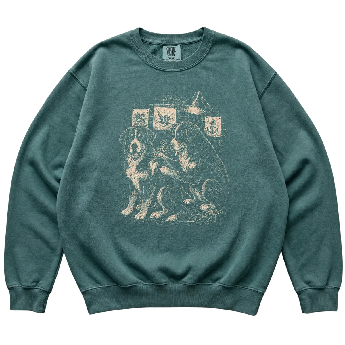 Blue Spruce Bernese Mountain Dog Dog Tattoo Artist shirt laid flat