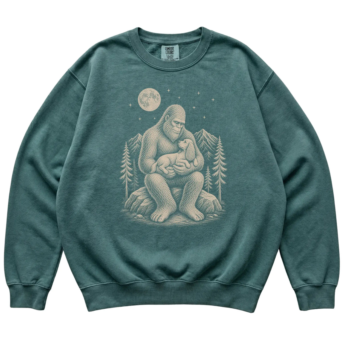 Bigfoot and Cocker Spaniel Sweatshirt in Blue Spruce