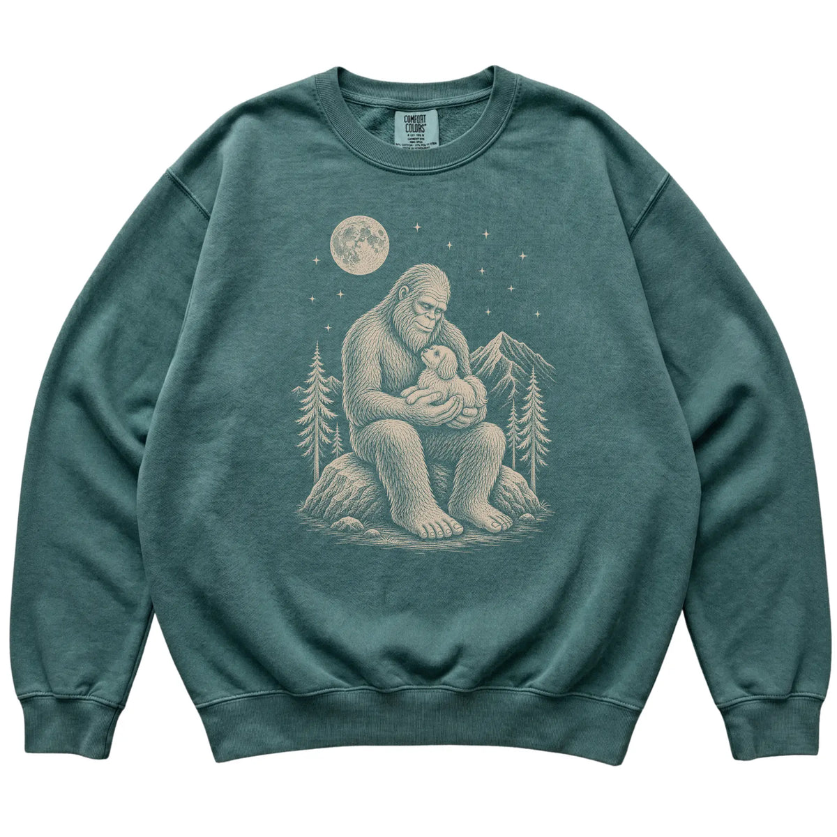 Bigfoot and Havanese Sweatshirt in Blue Spruce