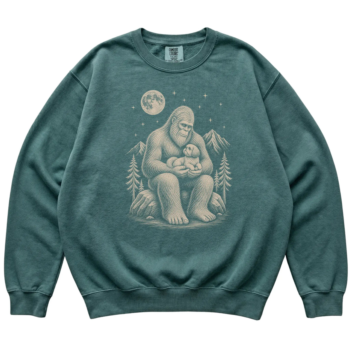 Bigfoot and Shih Tzu Sweatshirt in Blue Spruce