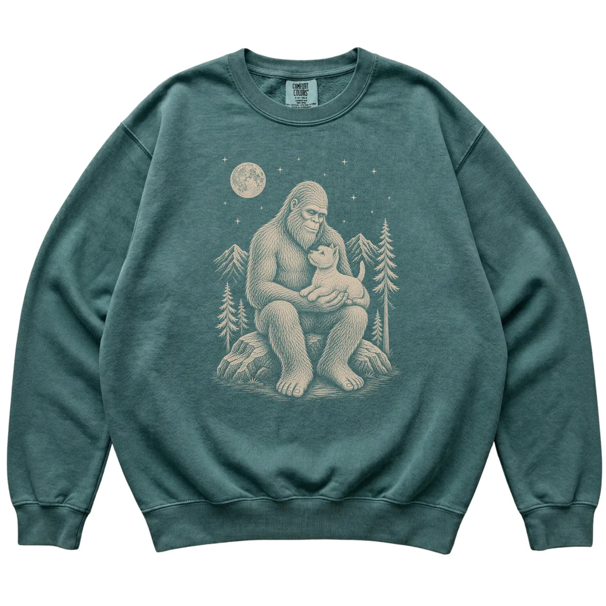 Bigfoot and Westie Sweatshirt in Blue Spruce