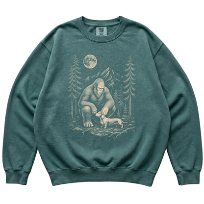 Dachshund and Bigfoot Sweatshirt in Blue Spruce