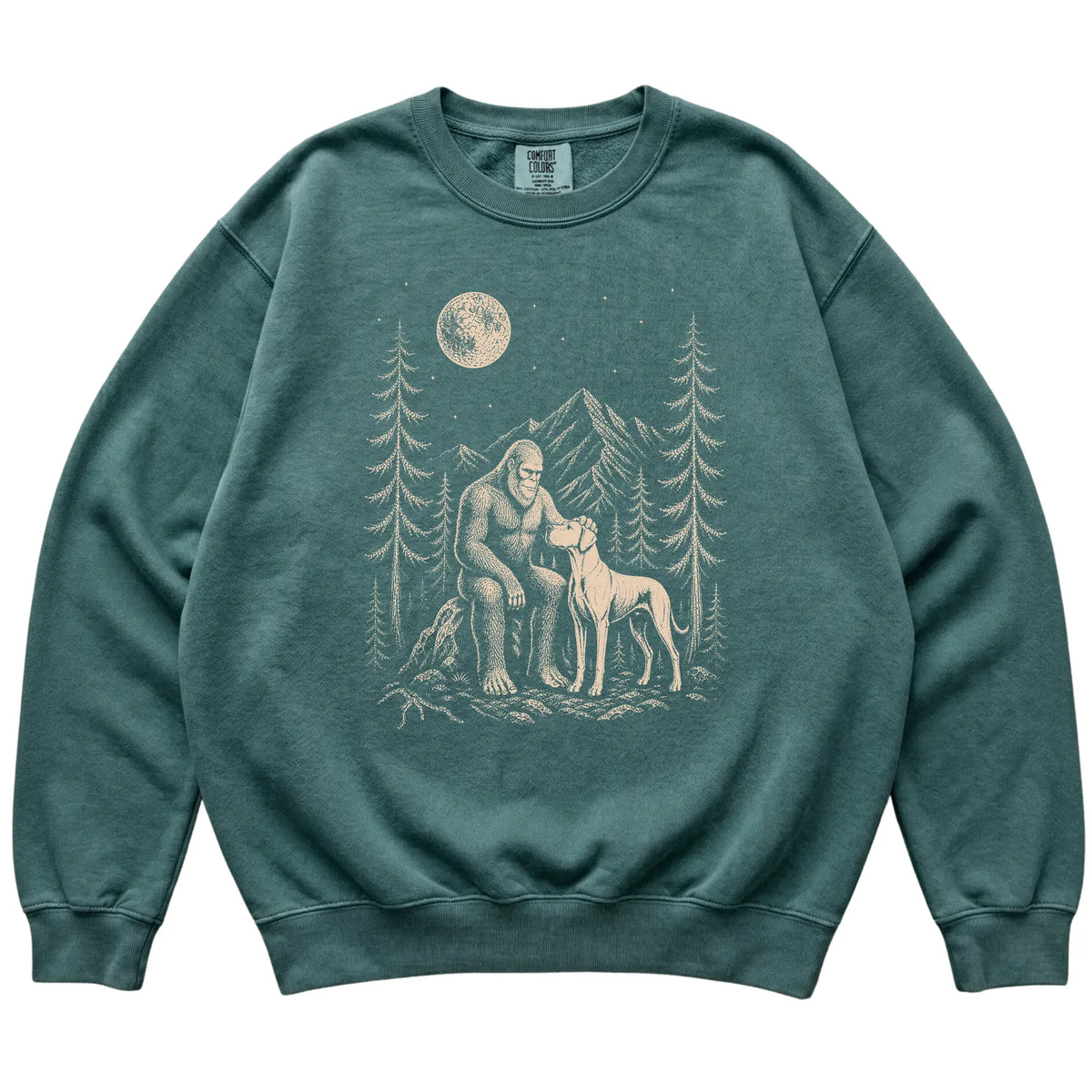 Great Dane and Bigfoot Sweatshirt in Blue Spruce