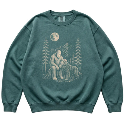 Newfie and Bigfoot Sweatshirt in Blue Spruce