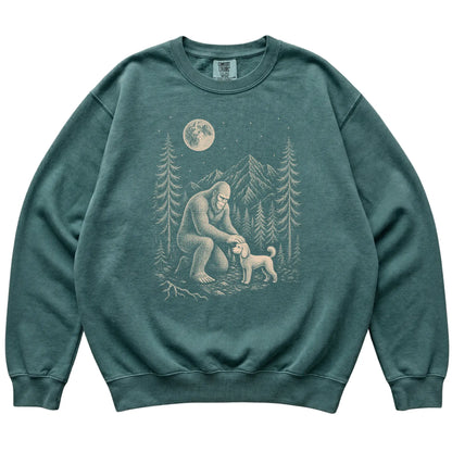 Poodle and Bigfoot Sweatshirt in Blue Spruce