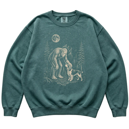 Springer Spaniel and Bigfoot Sweatshirt in Blue Spruce