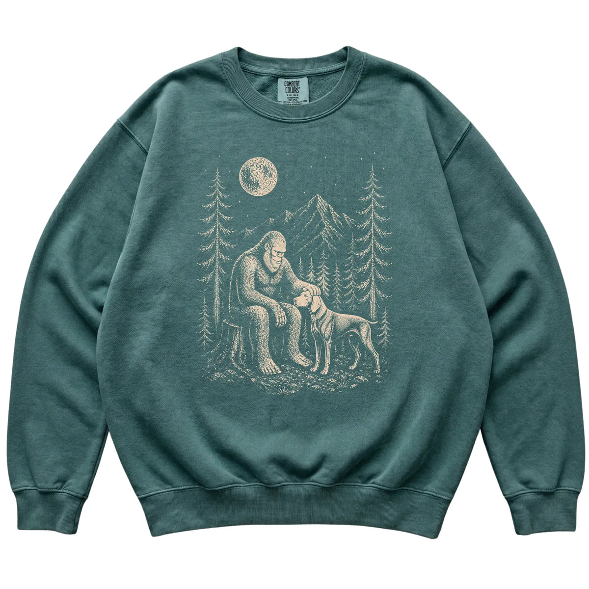 Weimaraner and Bigfoot Sweatshirt in Blue Spruce