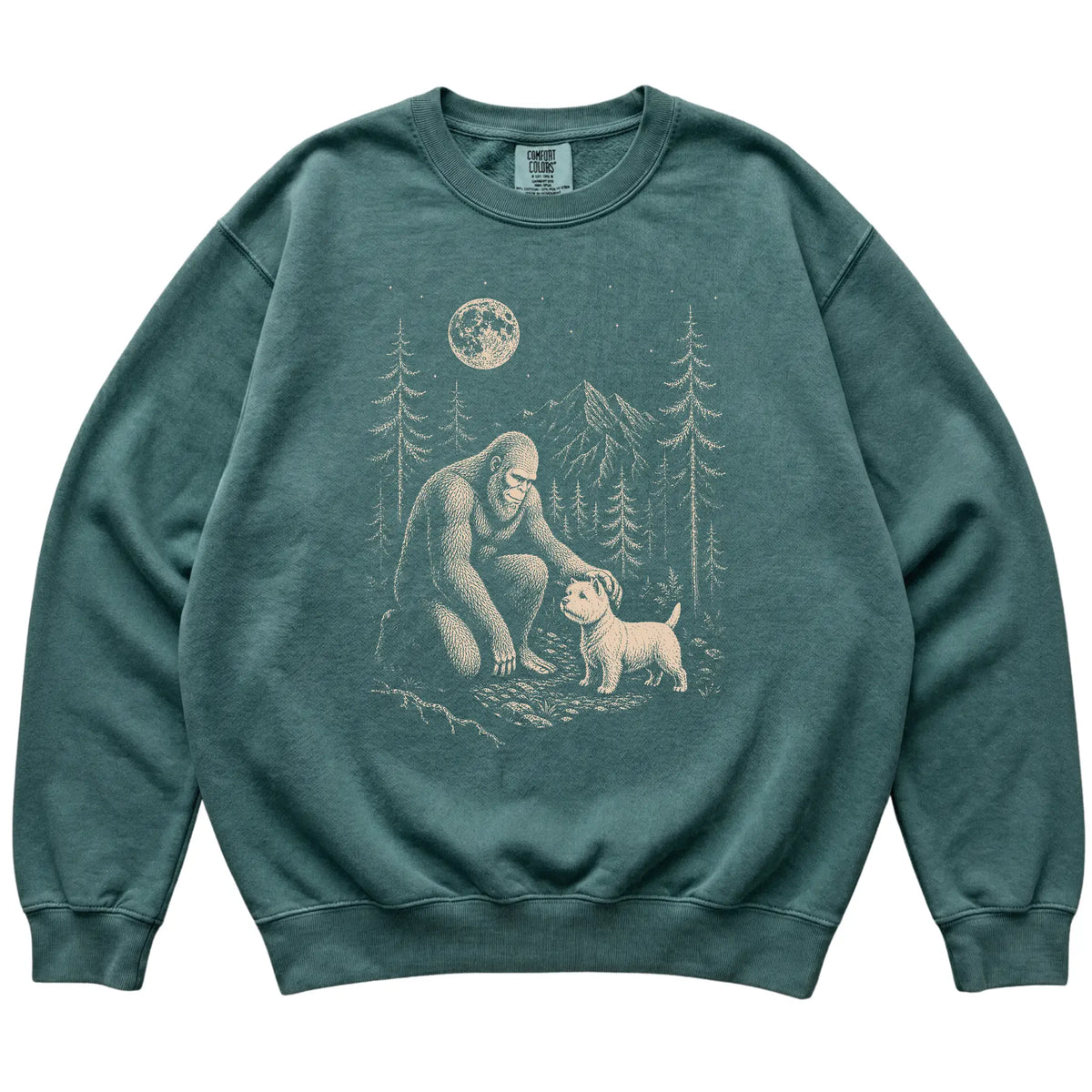 Westie and Bigfoot Sweatshirt in Blue Spruce