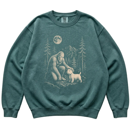 Westie and Bigfoot Sweatshirt in Blue Spruce