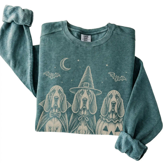 Blue Spruce Bloodhound Halloween Costume Comfort Colors sweatshirt, folded view