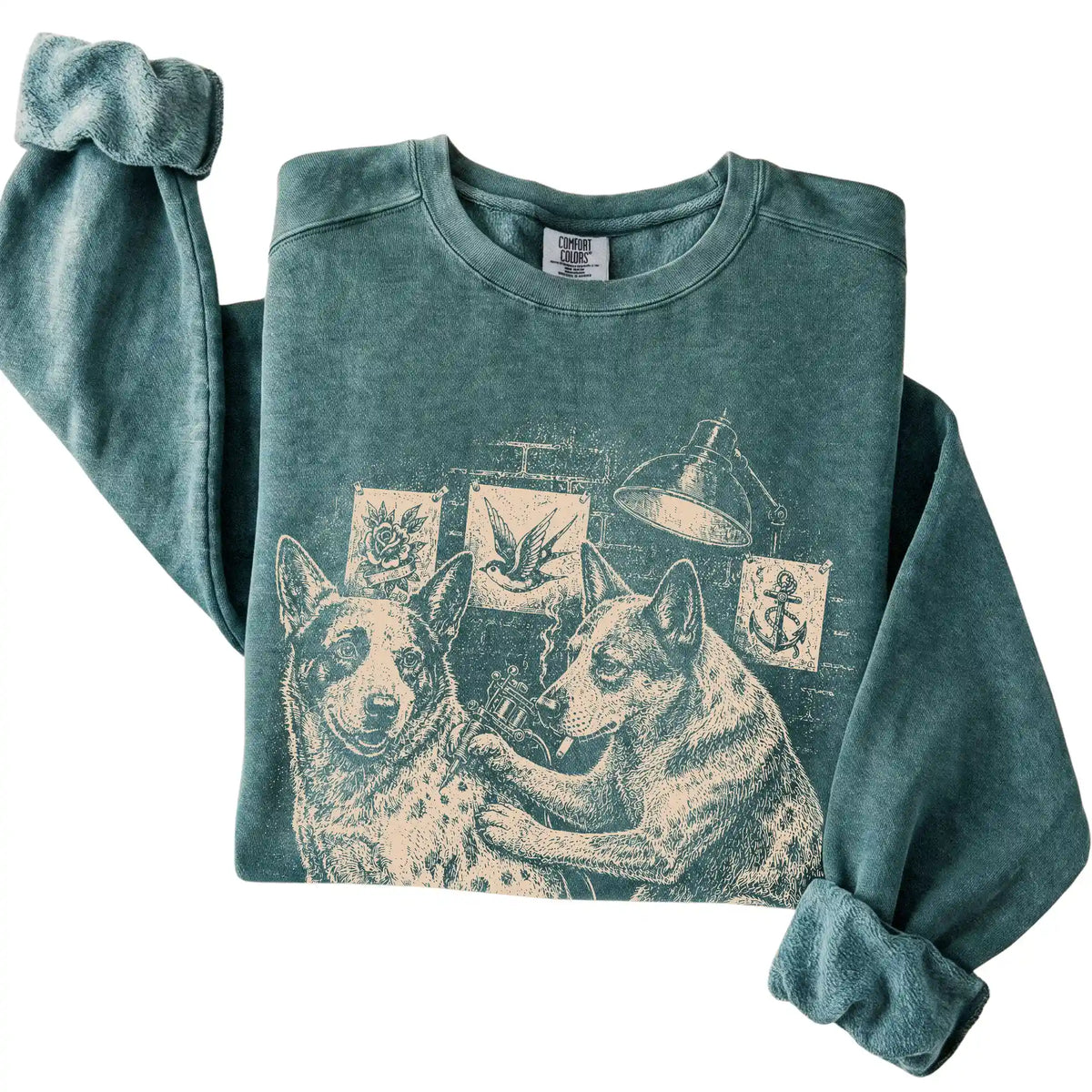 Blue Spruce Blue Heeler Dog Tattoo Artist folded detail view
